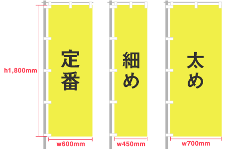 定番サイズ・細めサイズ・太めサイズ