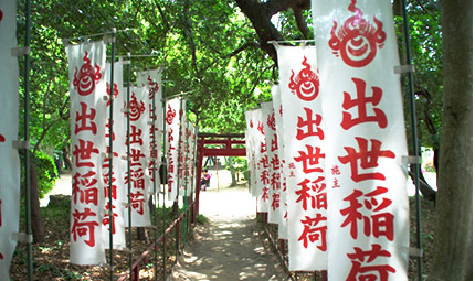 神社・仏閣用綿のぼり設置イメージ