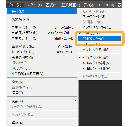 フォトショップのCMYK作成イメージ