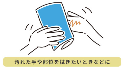 汚れた手や部位を拭きたいときなどに